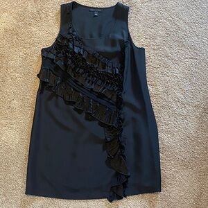 Banana Republic Whimsigoth Silk Ruffle Shift Dress Black Size MP
